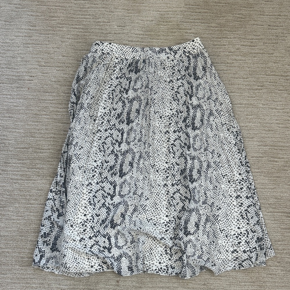 J. Crew Black and White Snake Print A-Line Skirt